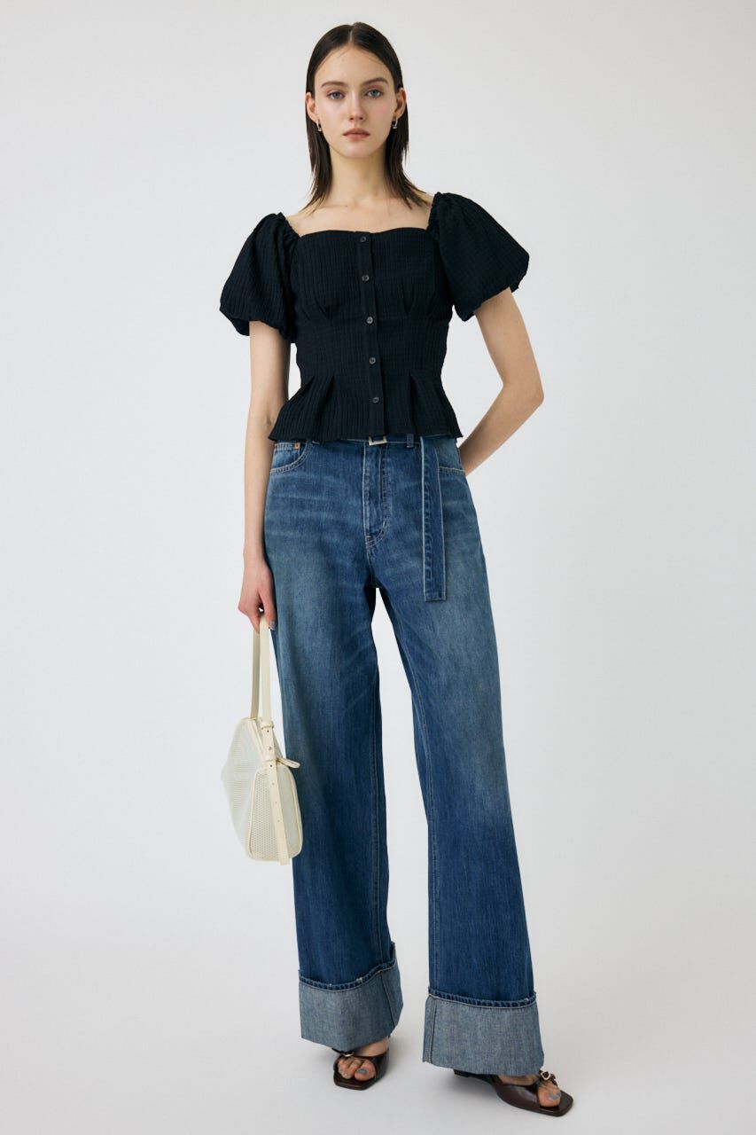 MOUSSY「BELTED WIDE ストレートデニム」|デニム|