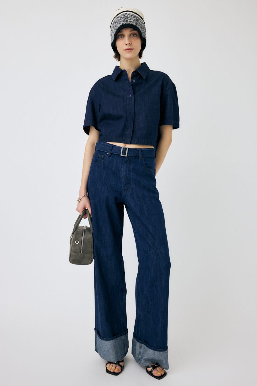 MOUSSY「BELTED WIDE ストレートデニム」|デニム|