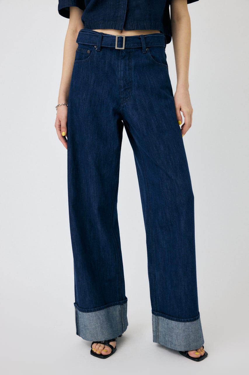 MOUSSY「BELTED WIDE ストレートデニム」|デニム|