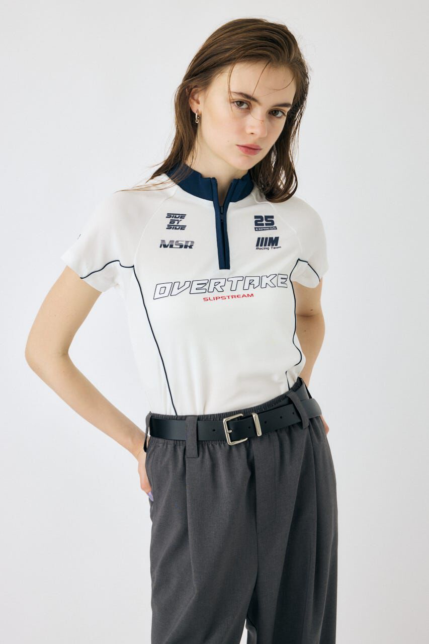 MOUSSY「HALF ZIP レーシング TEE」|Tシャツ・カットソー|WHT