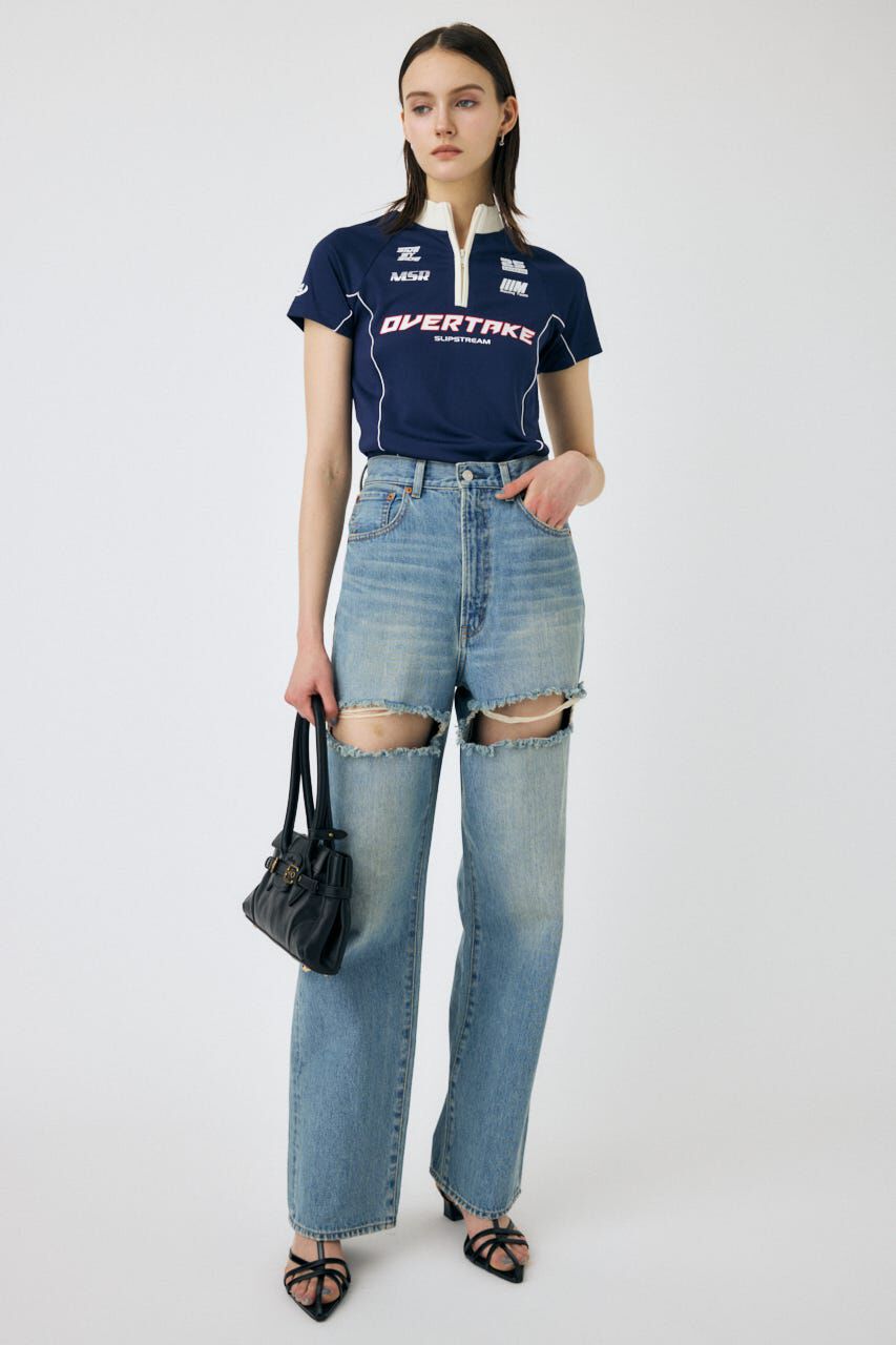 MOUSSY「HALF ZIP レーシング TEE」|Tシャツ・カットソー|