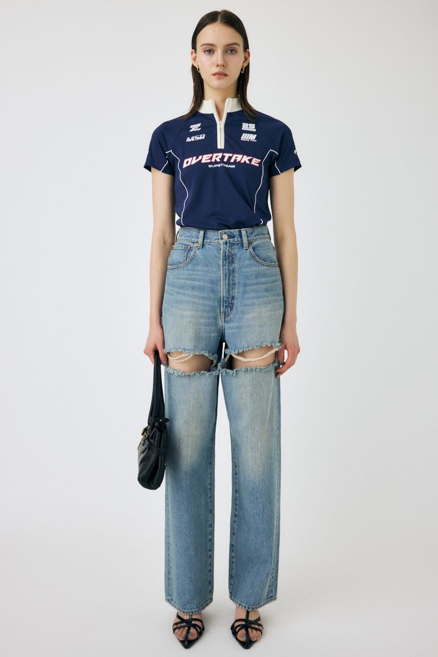 MOUSSY「HALF ZIP レーシング TEE」|Tシャツ・カットソー|