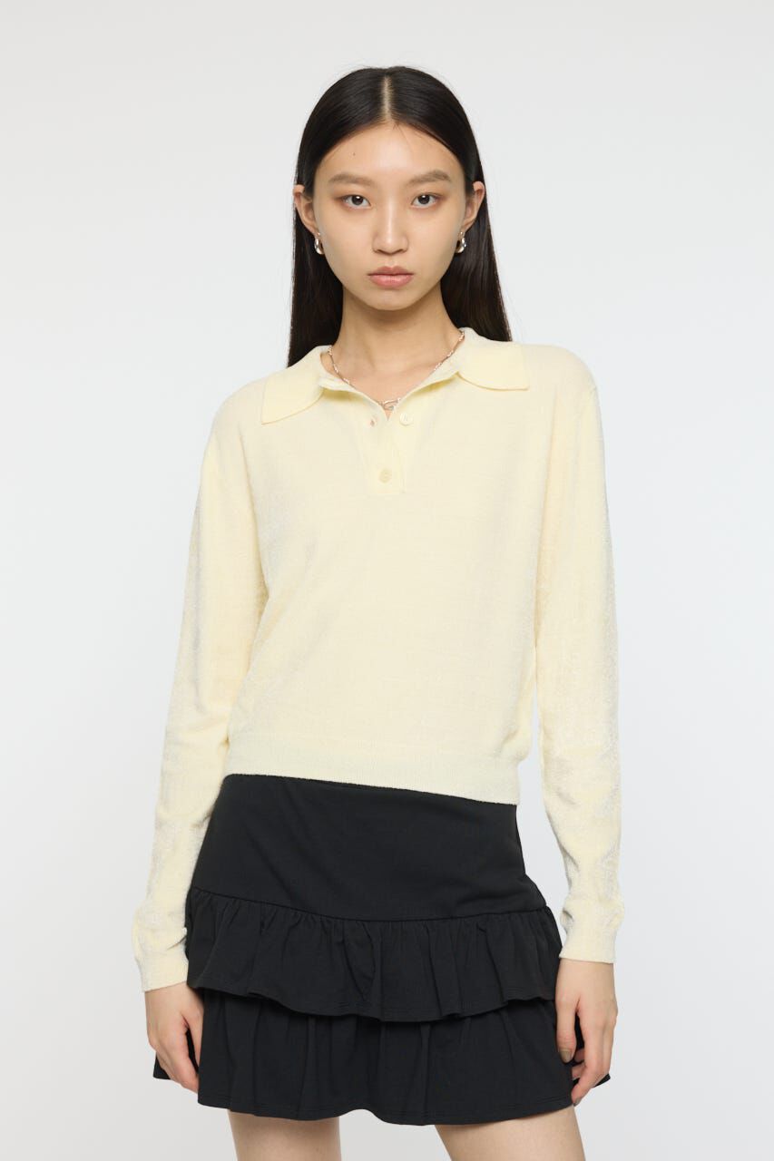 MOUSSY「VELOUR TOUCH KNIT ポロ」|Tシャツ・カットソー|L/YEL1