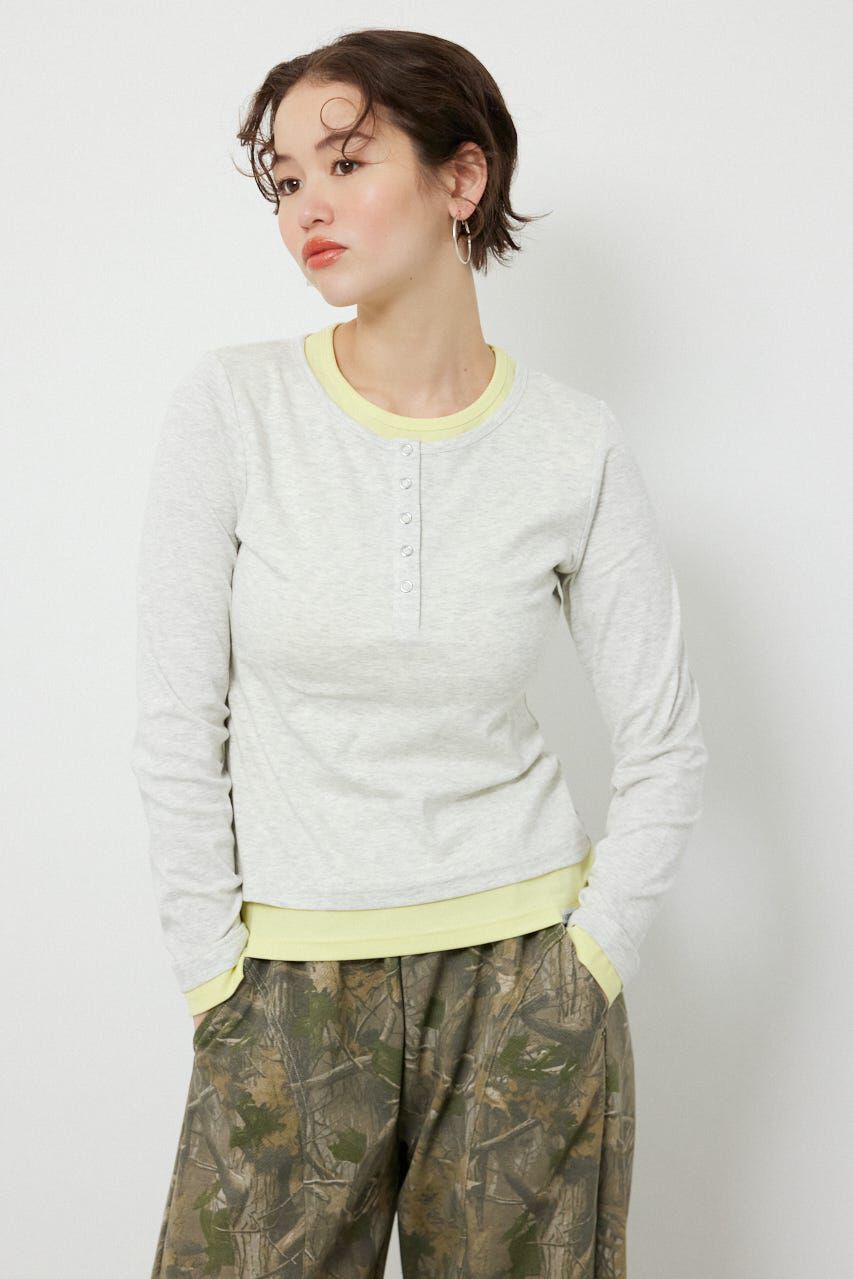 RODEO CROWNS「フェイクレイヤードヘンリーネックトップス」|Tシャツ・カットソー|