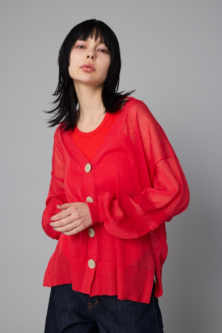 HeRIN.CYE「Sheer line cardigan」|カーディガン|RED