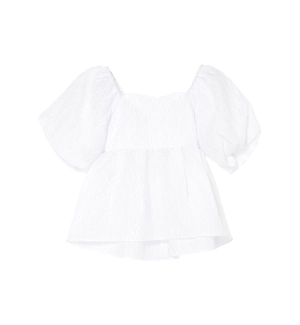 CALNAMUR「2WAY VOLUME SLEEVE JAQUARD BL/2WAYボリュームスリーブジャガードブラウス」|シャツ・ブラウス|ホワイト