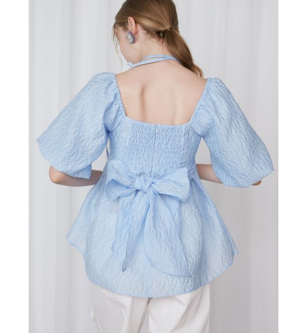 CALNAMUR「2WAY VOLUME SLEEVE JAQUARD BL/2WAYボリュームスリーブジャガードブラウス」|シャツ・ブラウス|