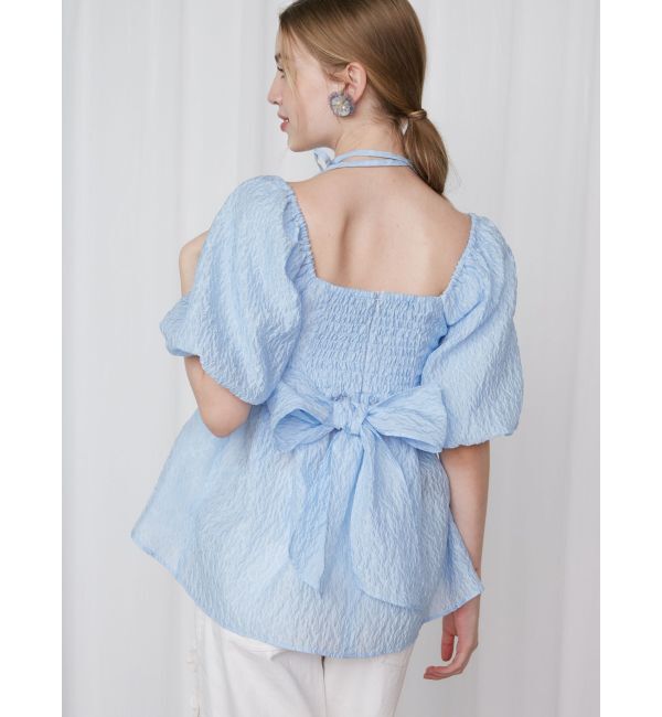 CALNAMUR「2WAY VOLUME SLEEVE JAQUARD BL/2WAYボリュームスリーブジャガードブラウス」|シャツ・ブラウス|