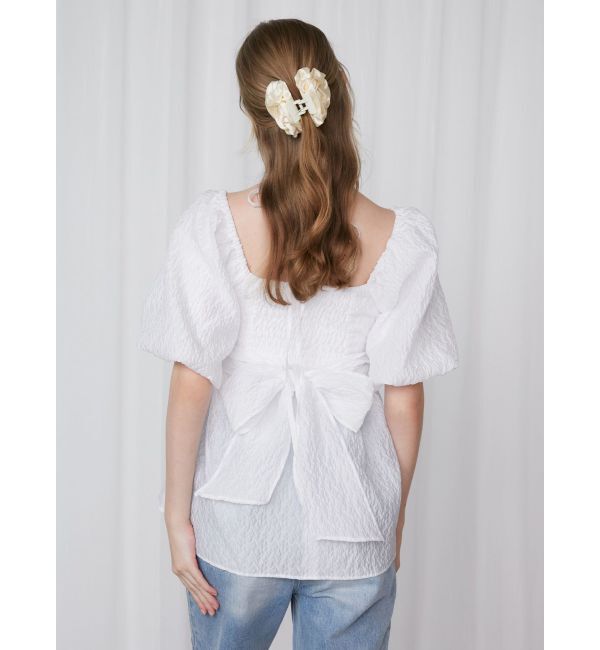 CALNAMUR「2WAY VOLUME SLEEVE JAQUARD BL/2WAYボリュームスリーブジャガードブラウス」|シャツ・ブラウス|