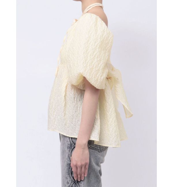 CALNAMUR「2WAY VOLUME SLEEVE JAQUARD BL/2WAYボリュームスリーブジャガードブラウス」|シャツ・ブラウス|