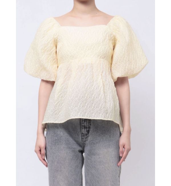 CALNAMUR「2WAY VOLUME SLEEVE JAQUARD BL/2WAYボリュームスリーブジャガードブラウス」|シャツ・ブラウス|