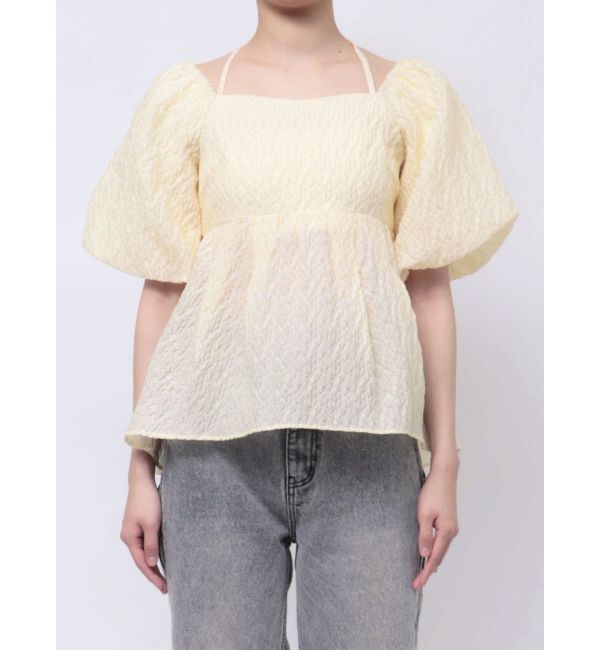 CALNAMUR「2WAY VOLUME SLEEVE JAQUARD BL/2WAYボリュームスリーブジャガードブラウス」|シャツ・ブラウス|