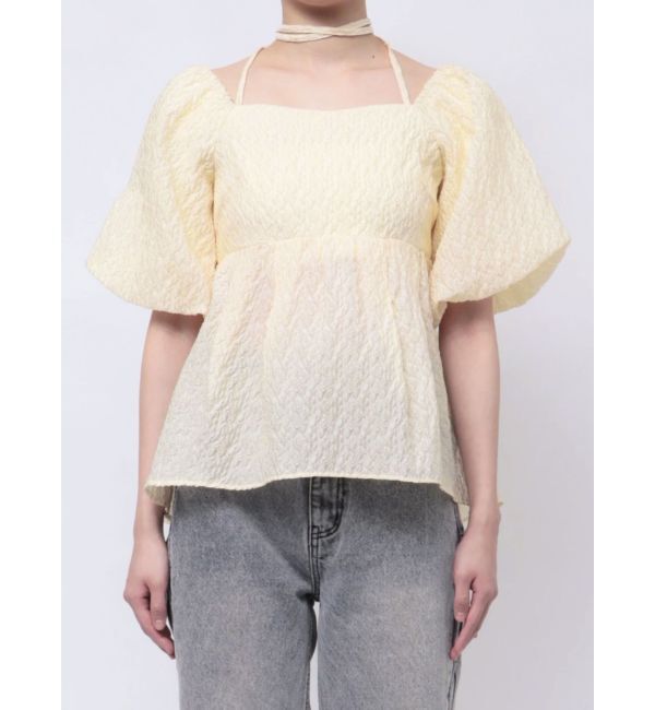 CALNAMUR「2WAY VOLUME SLEEVE JAQUARD BL/2WAYボリュームスリーブジャガードブラウス」|シャツ・ブラウス|