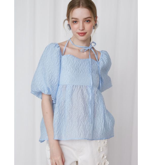 CALNAMUR「2WAY VOLUME SLEEVE JAQUARD BL/2WAYボリュームスリーブジャガードブラウス」|シャツ・ブラウス|