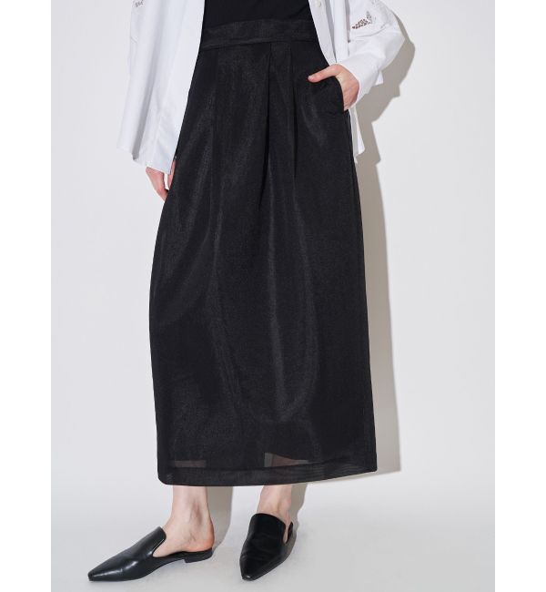 ELENDEEK「MESH BONDING TUCKED SK」|スカート|ブラック