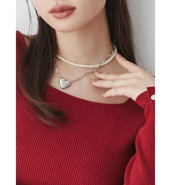 RESEXXY「ポイントハート2連ネックレス」|ネックレス|シルバー