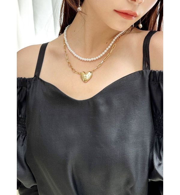 RESEXXY「ポイントハート2連ネックレス」|ネックレス|ゴールド