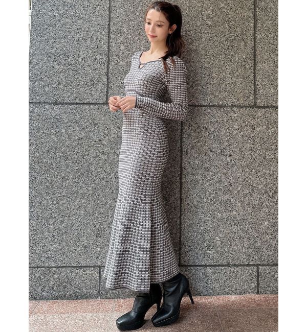 RESEXXY「【WEB限定】バイカラーツイードニットワンピース」|ワンピース|