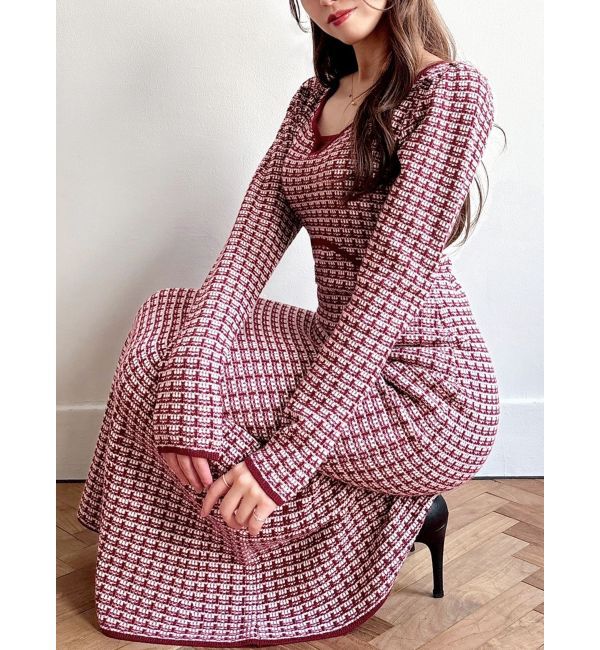 RESEXXY「【WEB限定】バイカラーツイードニットワンピース」|ワンピース|