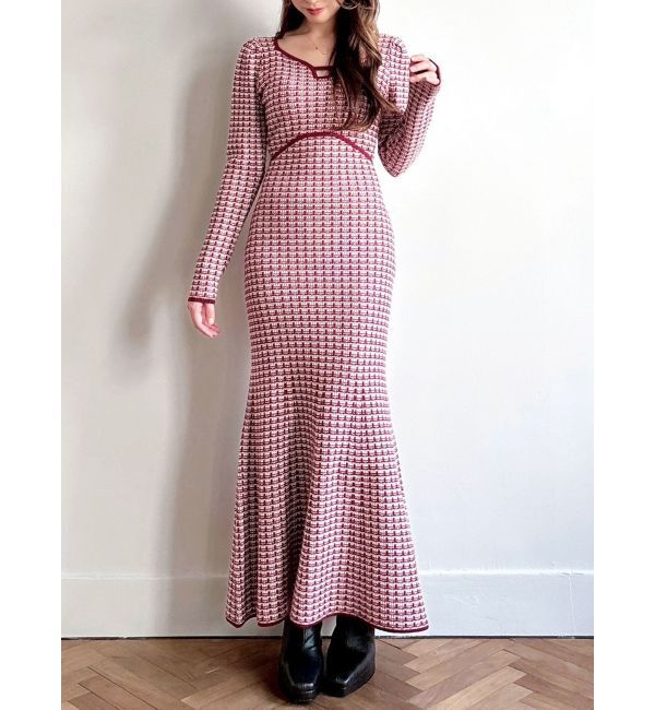 RESEXXY「【WEB限定】バイカラーツイードニットワンピース」|ワンピース|