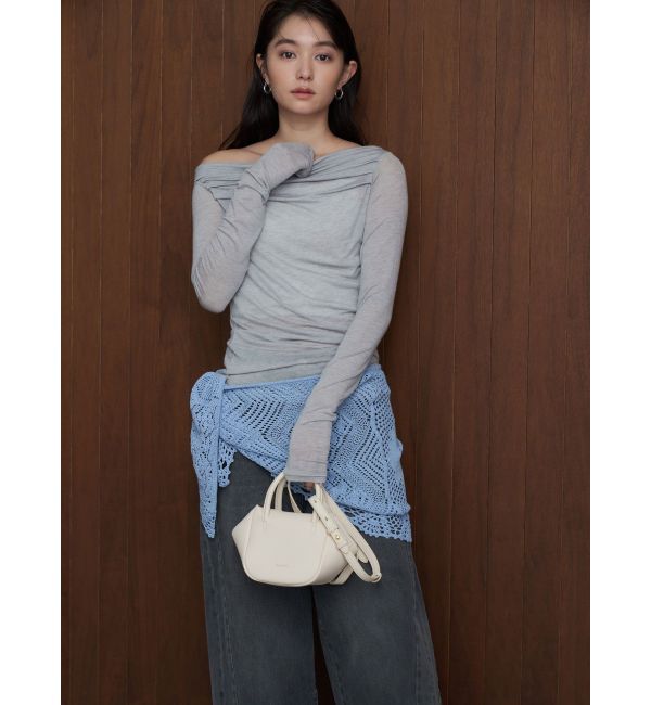 MERCURYDUO「Serena Ruched Hobo Handle Crossbody Bag」|ハンドバッグ|
