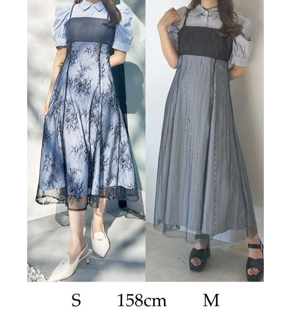 MERCURYDUO「ビスチェドッキングパワショルシャツワンピース」|ワンピース|