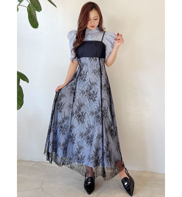 MERCURYDUO「ビスチェドッキングパワショルシャツワンピース」|ワンピース|