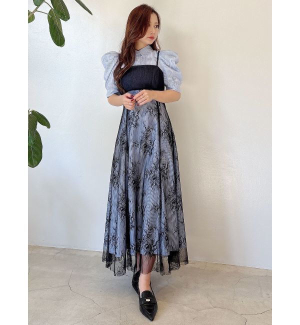 MERCURYDUO「ビスチェドッキングパワショルシャツワンピース」|ワンピース|