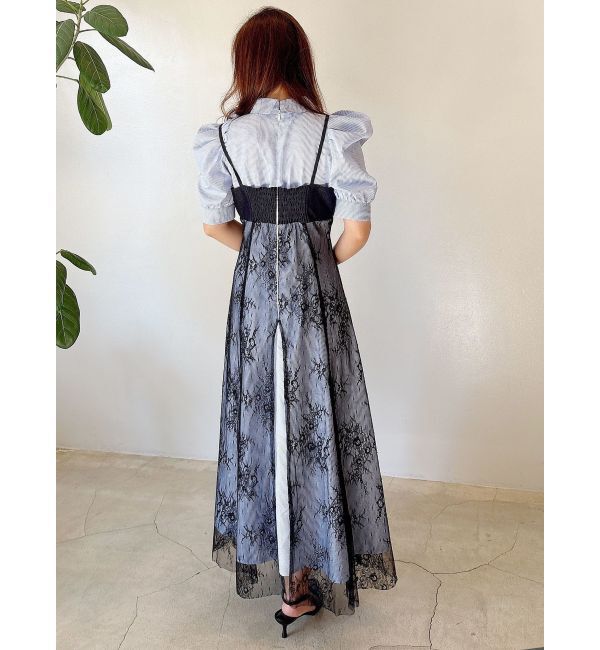 MERCURYDUO「ビスチェドッキングパワショルシャツワンピース」|ワンピース|