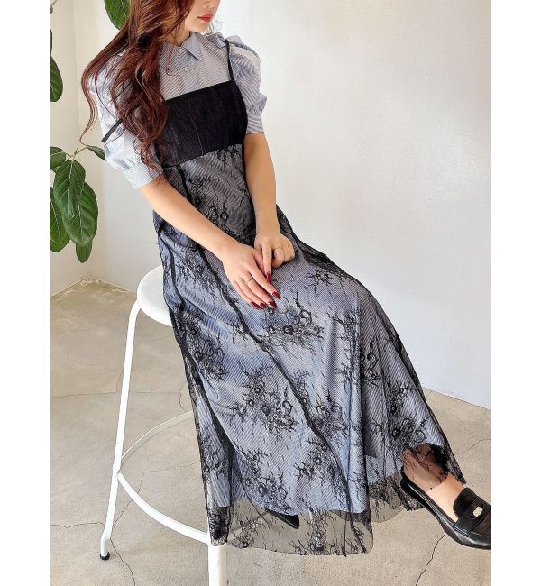 MERCURYDUO「ビスチェドッキングパワショルシャツワンピース」|ワンピース|