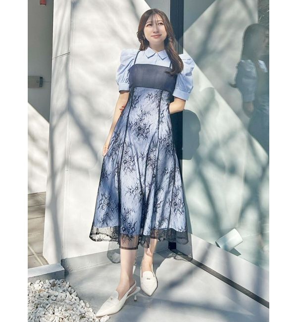 MERCURYDUO「ビスチェドッキングパワショルシャツワンピース」|ワンピース|