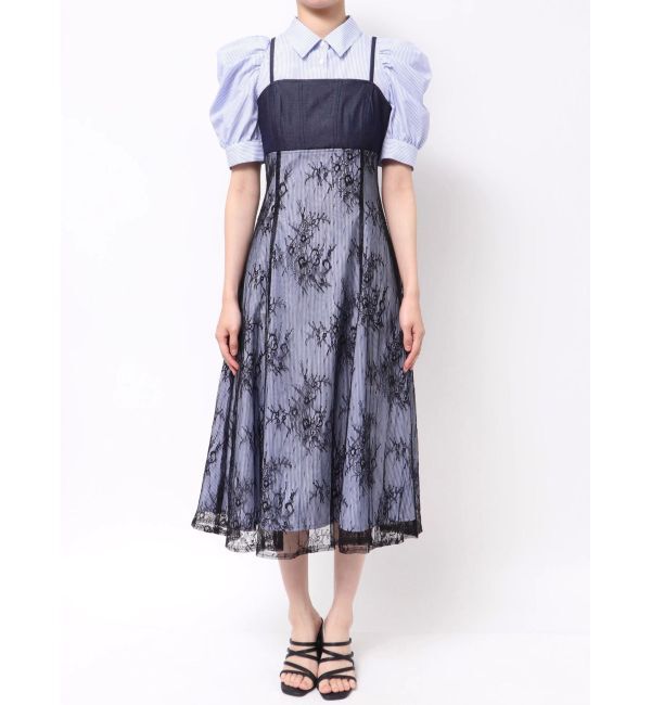 MERCURYDUO「ビスチェドッキングパワショルシャツワンピース」|ワンピース|