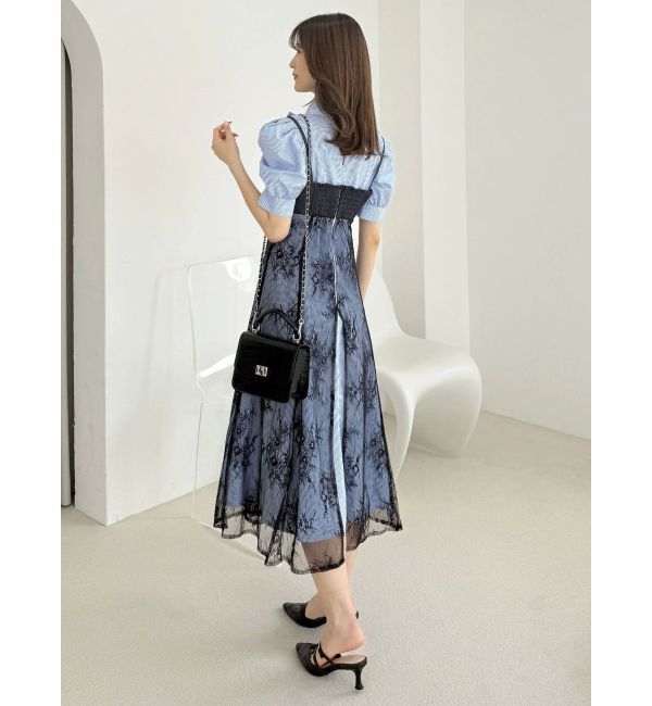 MERCURYDUO「ビスチェドッキングパワショルシャツワンピース」|ワンピース|