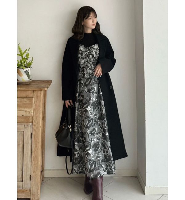 MERCURYDUO「ジャカードバックレースアップキャミワンピース」|ワンピース|