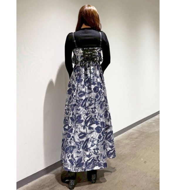 MERCURYDUO「ジャカードバックレースアップキャミワンピース」|ワンピース|