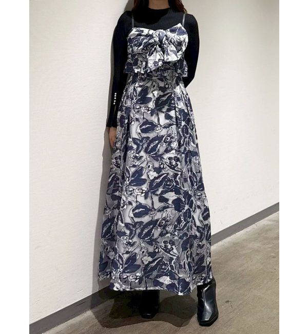 MERCURYDUO「ジャカードバックレースアップキャミワンピース」|ワンピース|