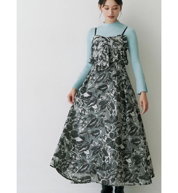 MERCURYDUO「ジャカードバックレースアップキャミワンピース」|ワンピース|