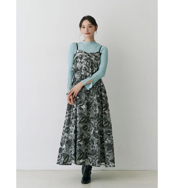 MERCURYDUO「ジャカードバックレースアップキャミワンピース」|ワンピース|