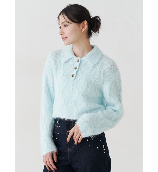 MERCURYDUO「ケーブルポロ衿ニット」|ニット・セーター|