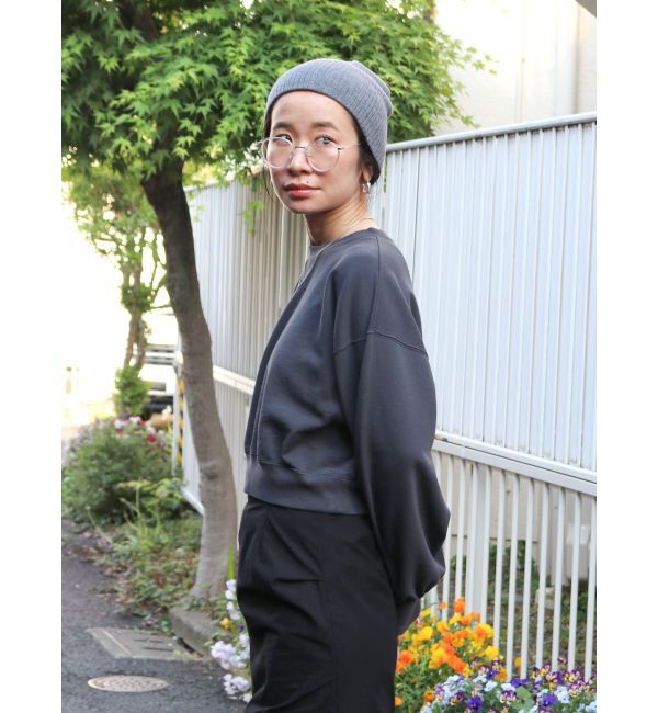 Ungrid「スリーブボリュームショートスウェット」|スウェット・ジャージ|チャコールグレー