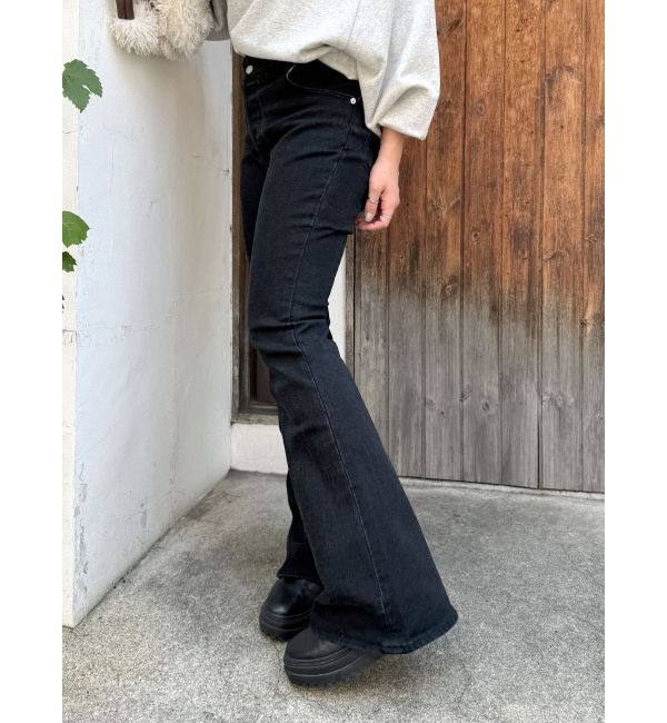 Ungrid「ハイウエストストレッチフィットフレアデニム」|デニム|