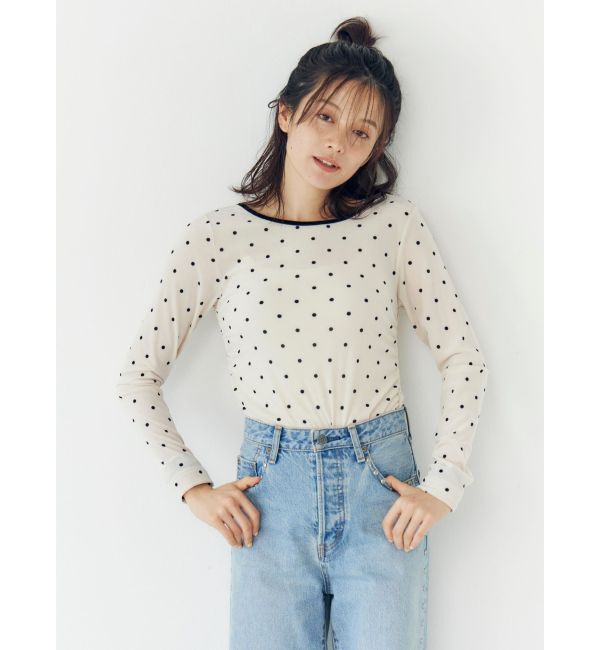 Ungrid「バックオープンドットシアーベロアロングスリーブTee」|Tシャツ・カットソー|