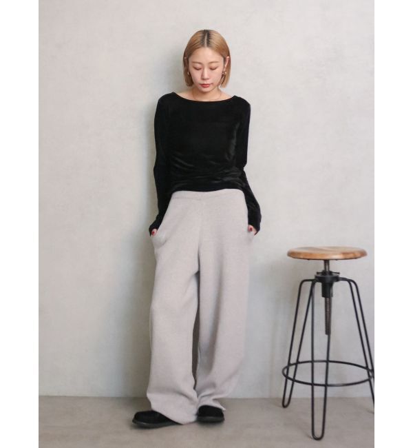 Ungrid「バックオープンドットシアーベロアロングスリーブTee」|Tシャツ・カットソー|