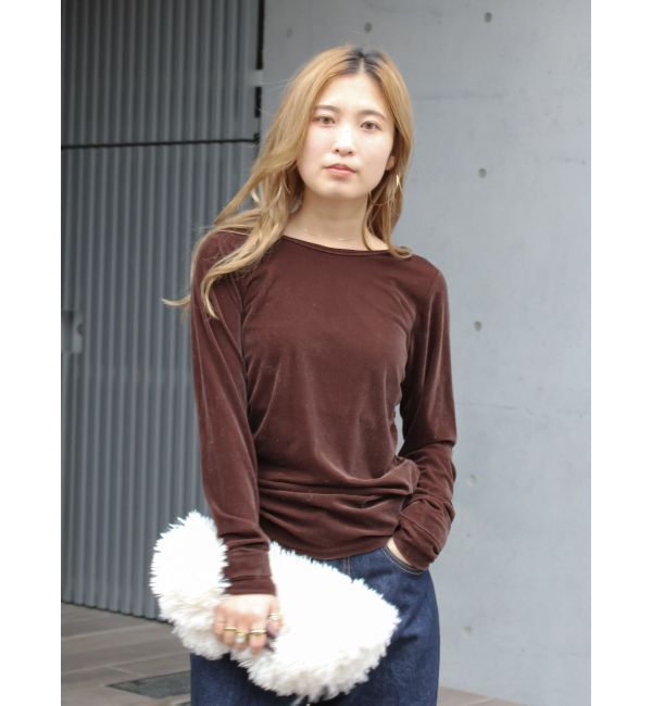 Ungrid「バックオープンドットシアーベロアロングスリーブTee」|Tシャツ・カットソー|