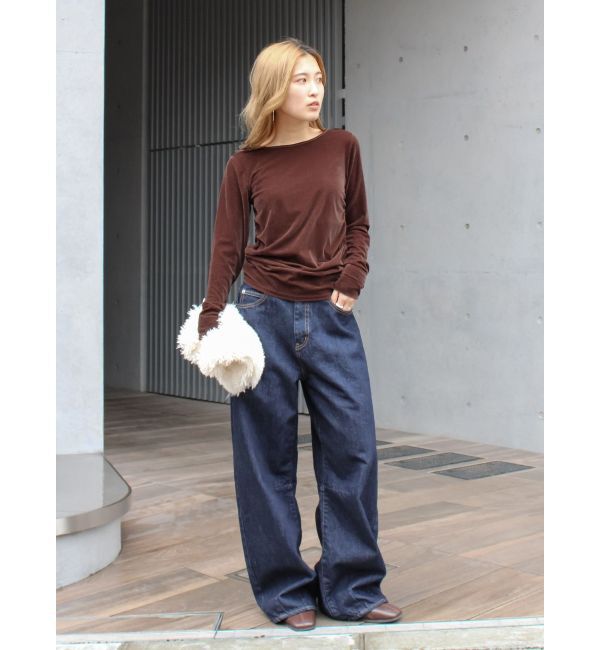 Ungrid「バックオープンドットシアーベロアロングスリーブTee」|Tシャツ・カットソー|