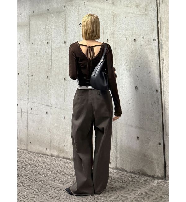 Ungrid「バックオープンドットシアーベロアロングスリーブTee」|Tシャツ・カットソー|