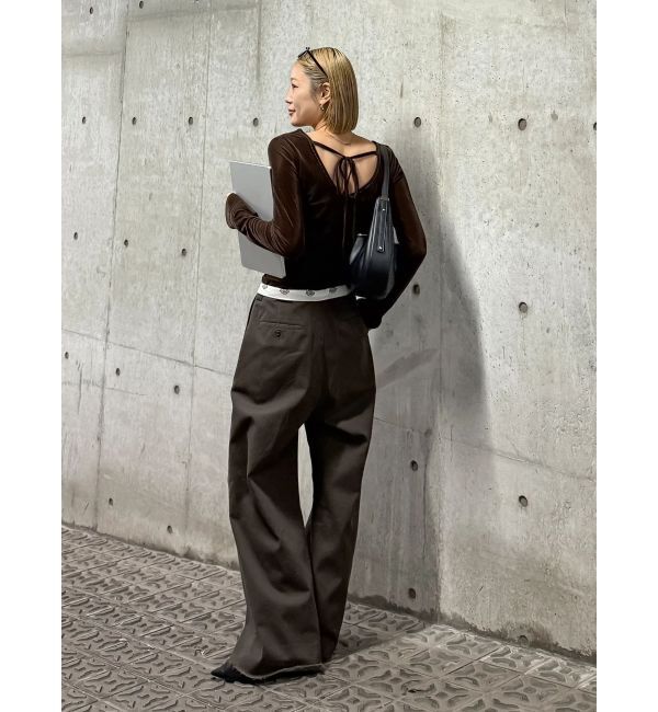 Ungrid「バックオープンドットシアーベロアロングスリーブTee」|Tシャツ・カットソー|