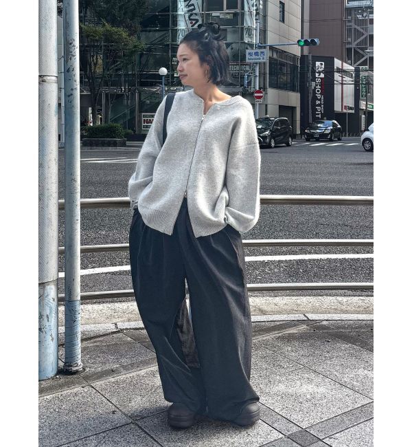 Ungrid「アンゴラ混ジップニットカーデ」|カーディガン|