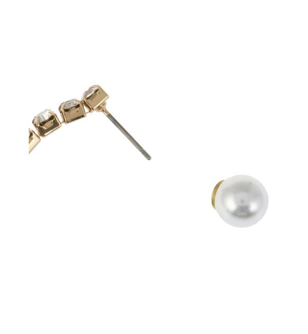 LAGUNAMOON「LADYフェイクパールビジューチェーンピアス」|ピアス|