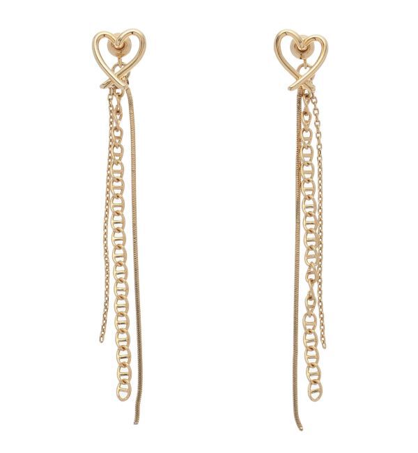 LAGUNAMOON「ハートチェーンミックスピアス」|ピアス|ゴールド